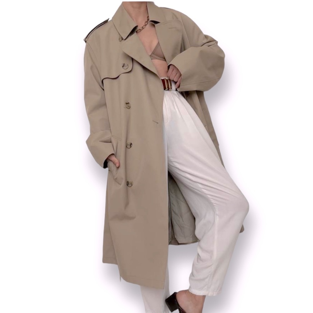 London Fog Tan Town Trench Coat Size 46R Tan Unisex Detective Trench Coat Lo…